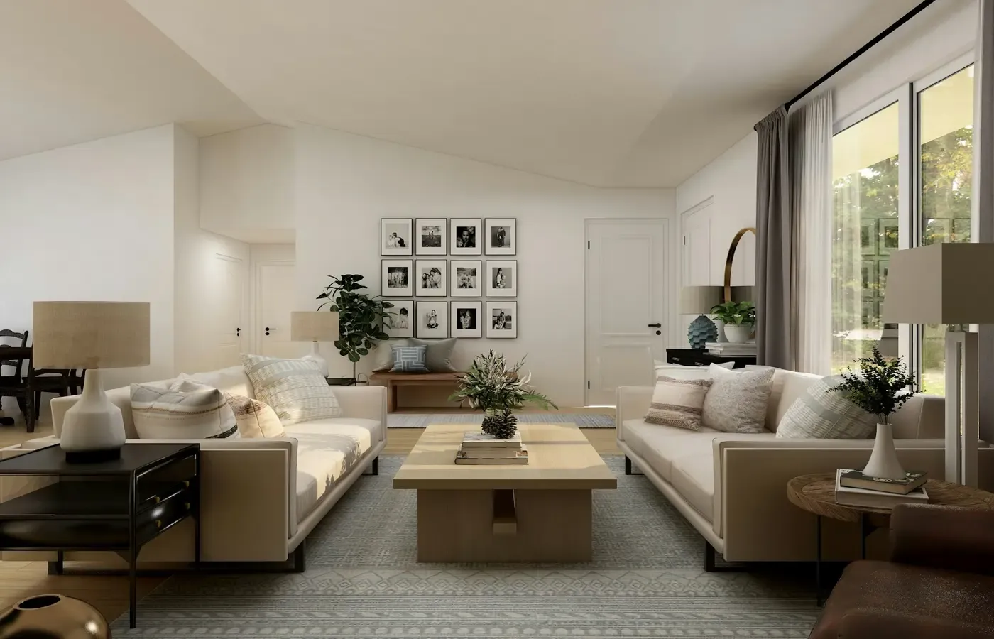 Modular sectional sofa in an apartment living room