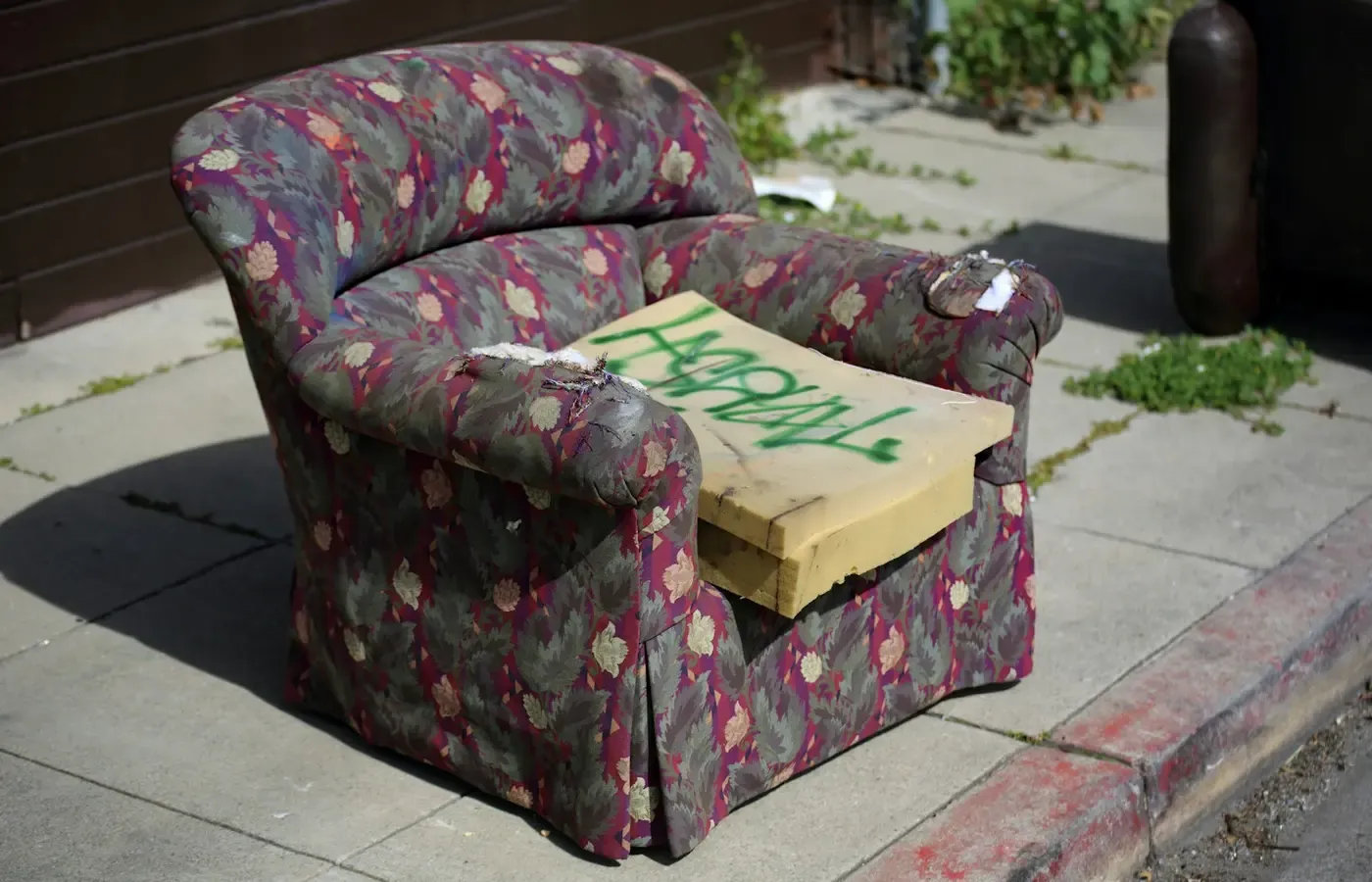 Sofa being inspected during delivery