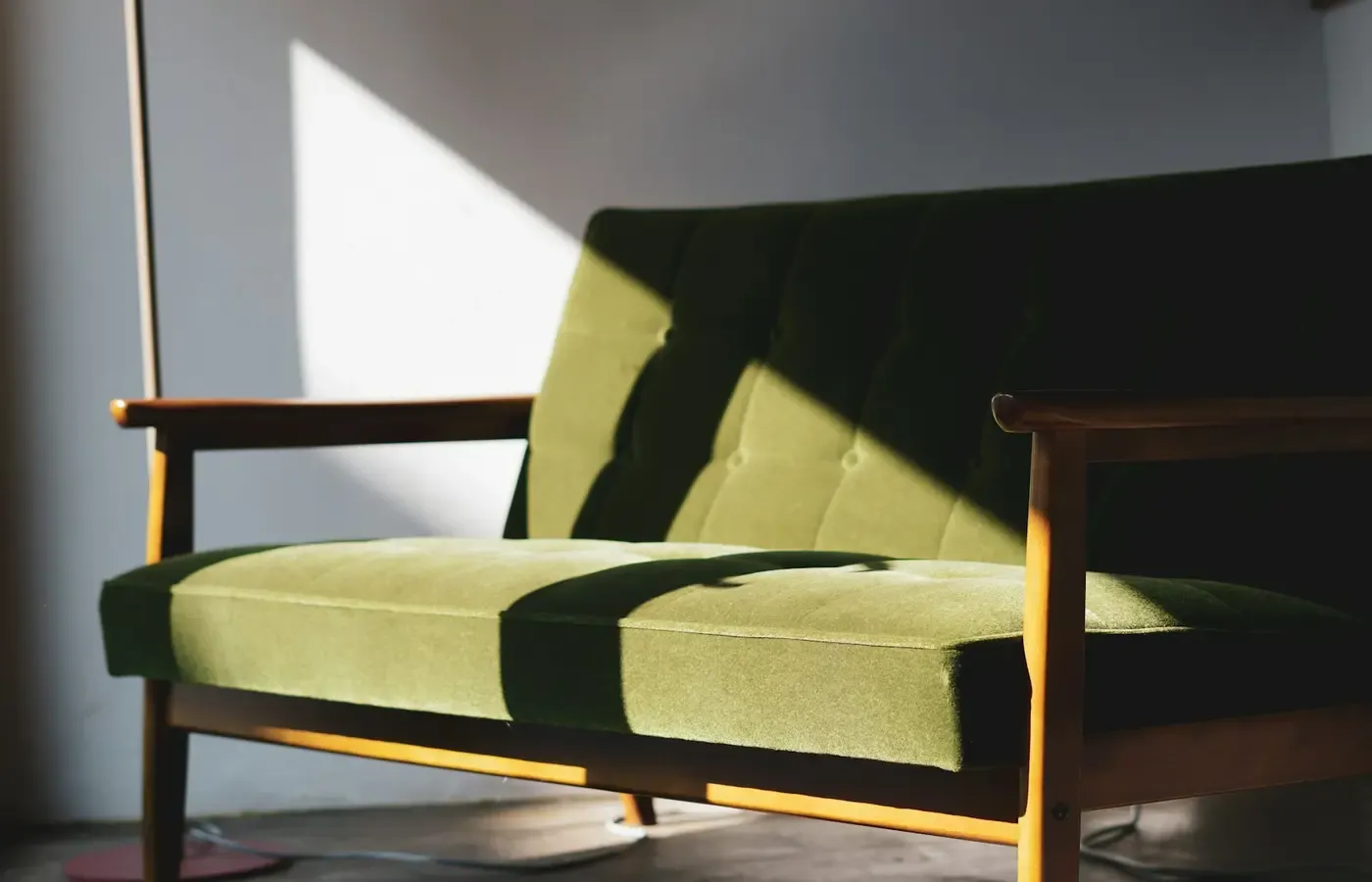 exposed wooden sofa frame joints
