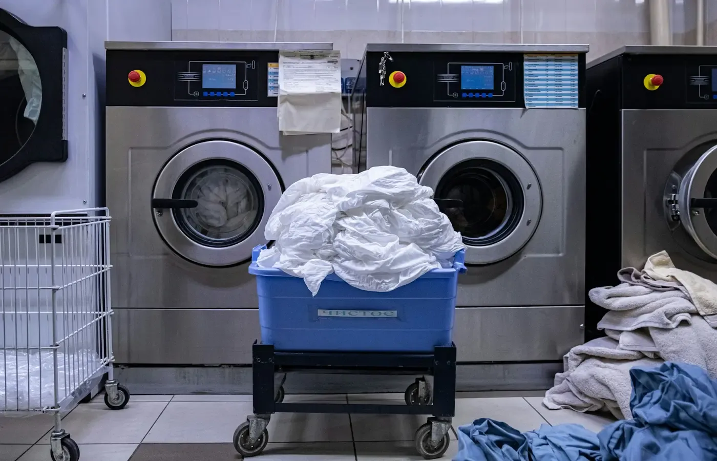 Clean white pillows ready for laundry