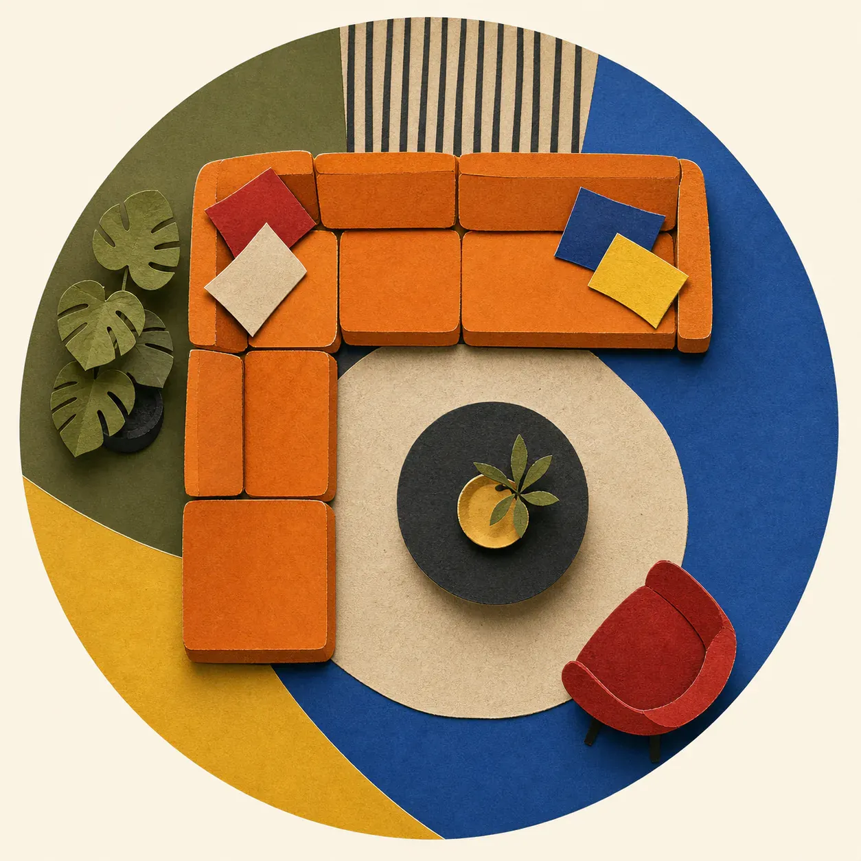 Cut-paper collage for Sectionals